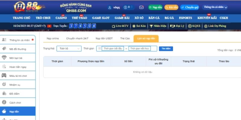 Hướng dẫn khắc phục lỗi thường gặp khi nạp tiền QH88